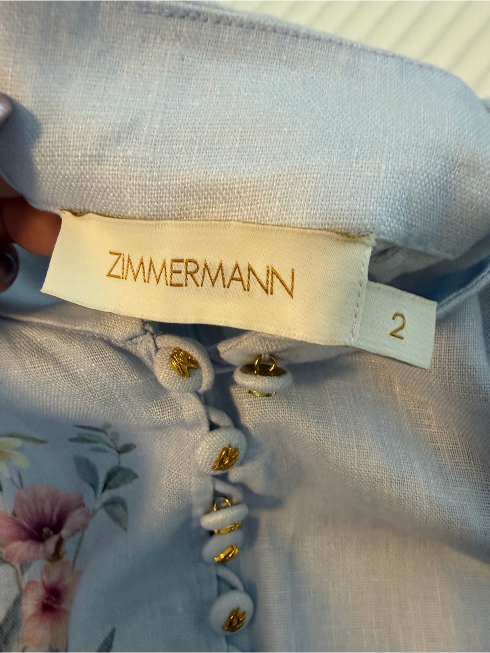 Zimmermann Rebellion Button Mini Dress with Pastel Tie Waist - Picture 9 of 9